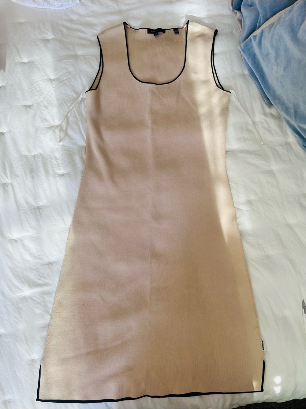 BCBGMaxAzria Beige Knit Tank Top with Black Trim